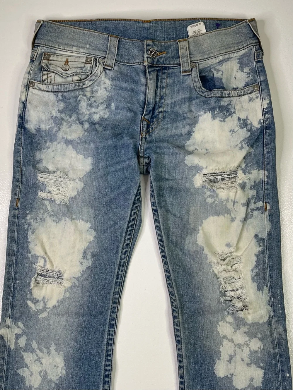 True Religion Section Straight Bleach Splatter Jeans Size 32